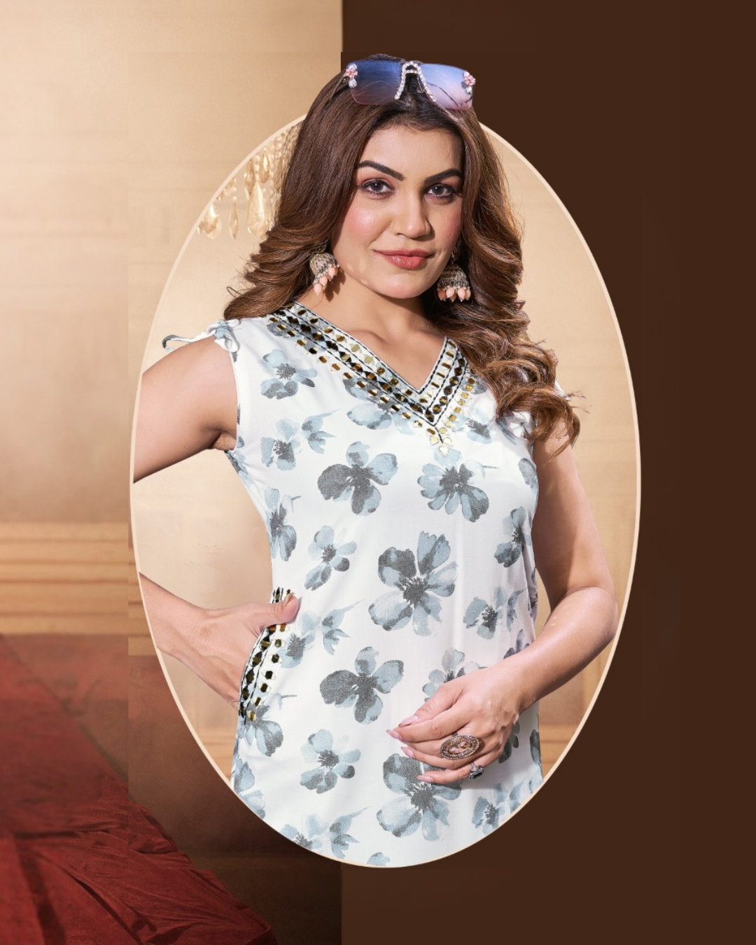 Vaynika White Floral Print Co-ord Set