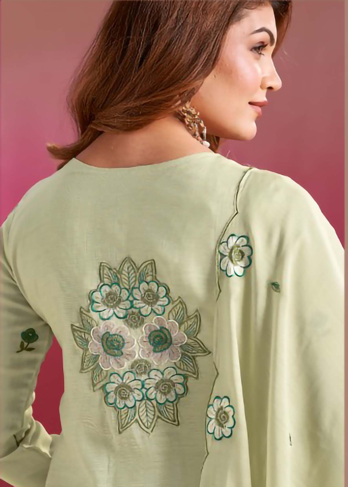 Vaynika Pestal Green Floral Embroidered 3-piece