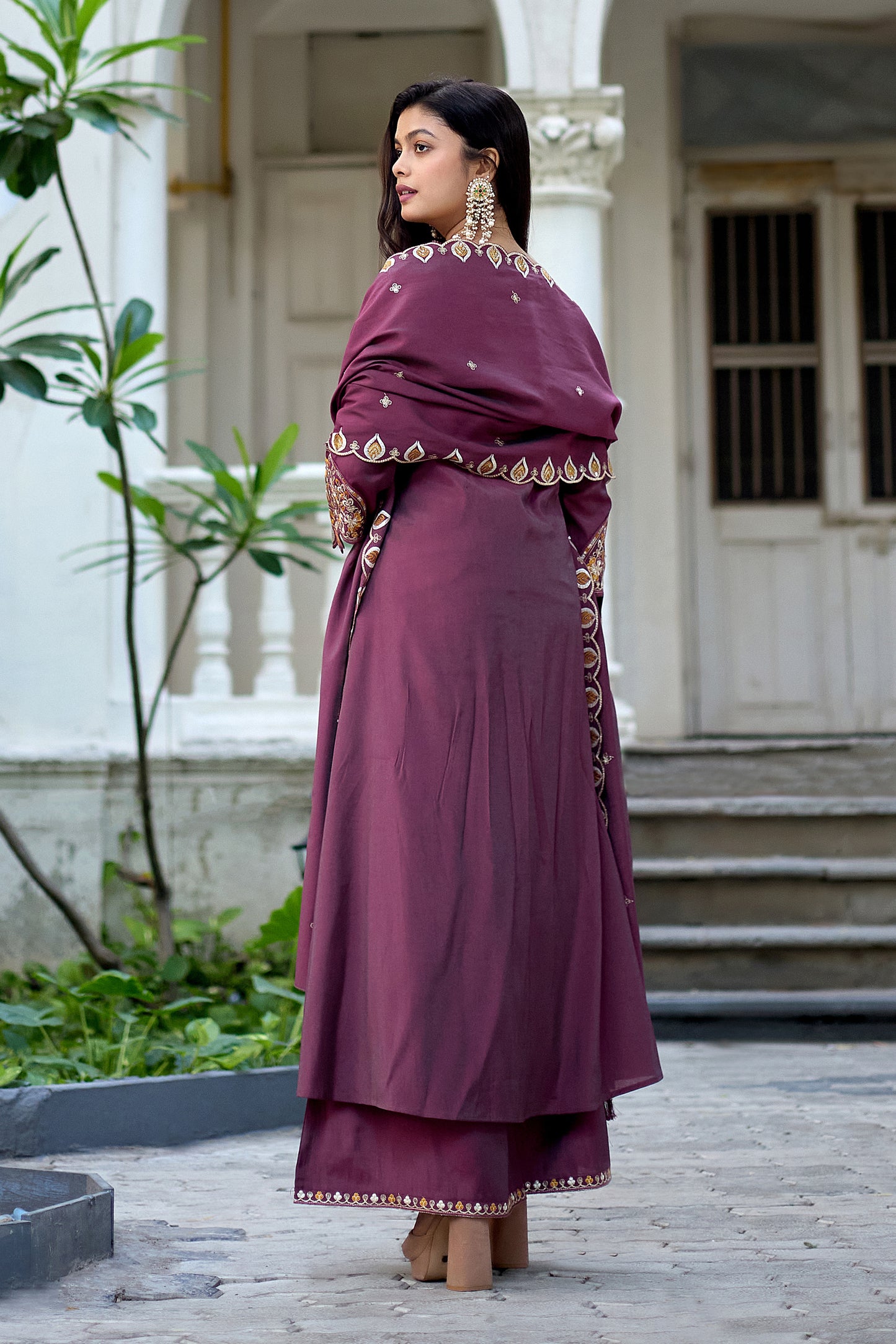 Vaynika Purple Floral Embroidered Designer Suit