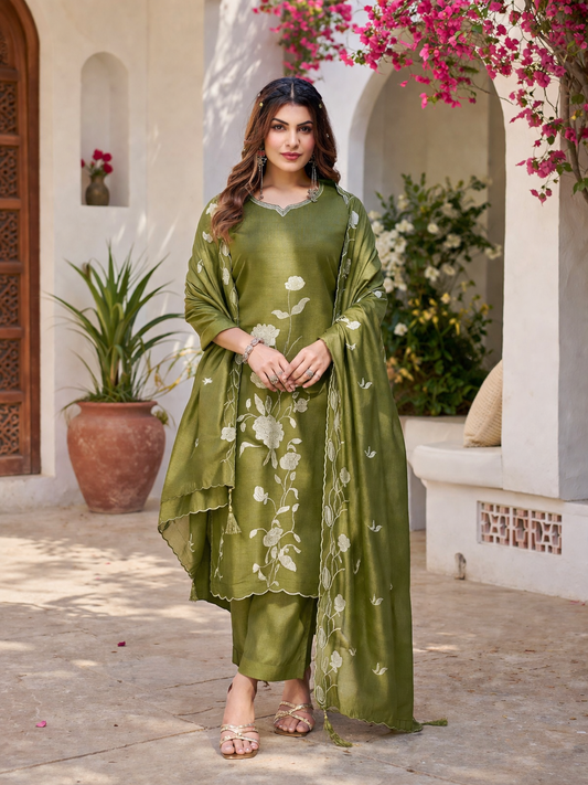 Vaynika Pista Floral Printed 3 piece Set