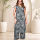 Vaynika Ash Grey Floral Printed Co-ord Set For Women