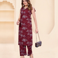 Vaynika Maroon Botanical Print Co-ord Set