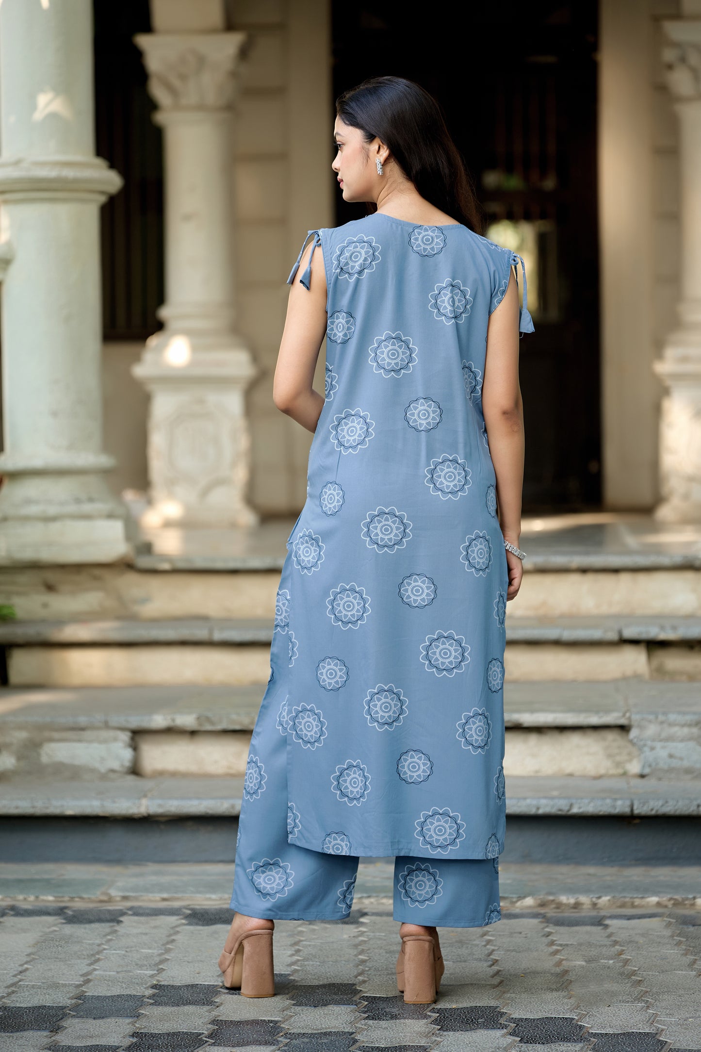 Vaynika Light Blue Floral Motif Co-ord Set