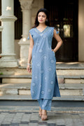 Vaynika Light Blue Floral Motif Co-ord Set