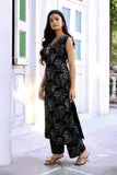 Vaynika Black Monochrome Floral Printed Straight  Co-ord Set