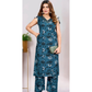 Vaynika Peacock Blue Elegant Floral Printed  Co-ord Set