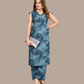 Vaynika Blue Minimal Floral Outline Printed Co-ord Set