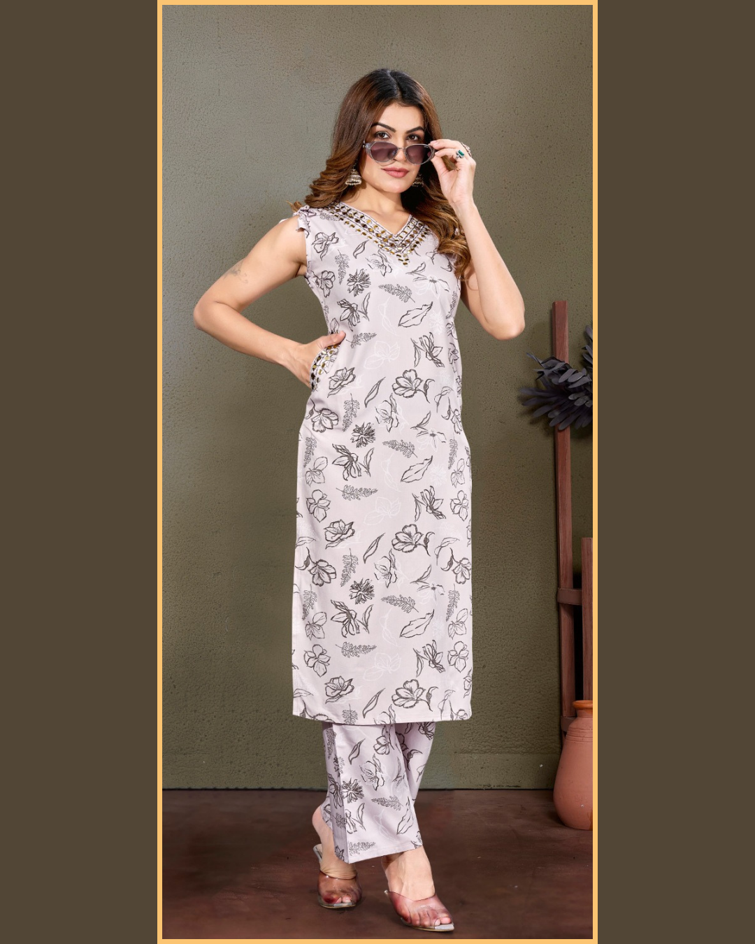 Vaynika White Tropical Leaf Printed Co-ord Set