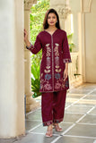 Vaynika Maroon Embroidery 2PCS Set For Women