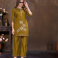 Vaynika Olive Green Petal Designer 2PCS For Women