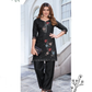 Vaynika Black Floral Embroidered 2PCS Set