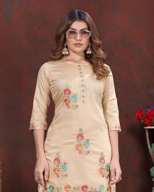 Vaynika Cream Modern Ethnic 2PCS For Women