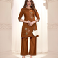 Vaynika Brown Traditional Motif Print 2PCS Set For Women