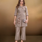 Vaynika Dusty Grey Minimal Floral Embroidered 2PCS Set