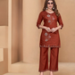 Vaynika Brick Red Embroidered 2PCS Set with Sequence Work