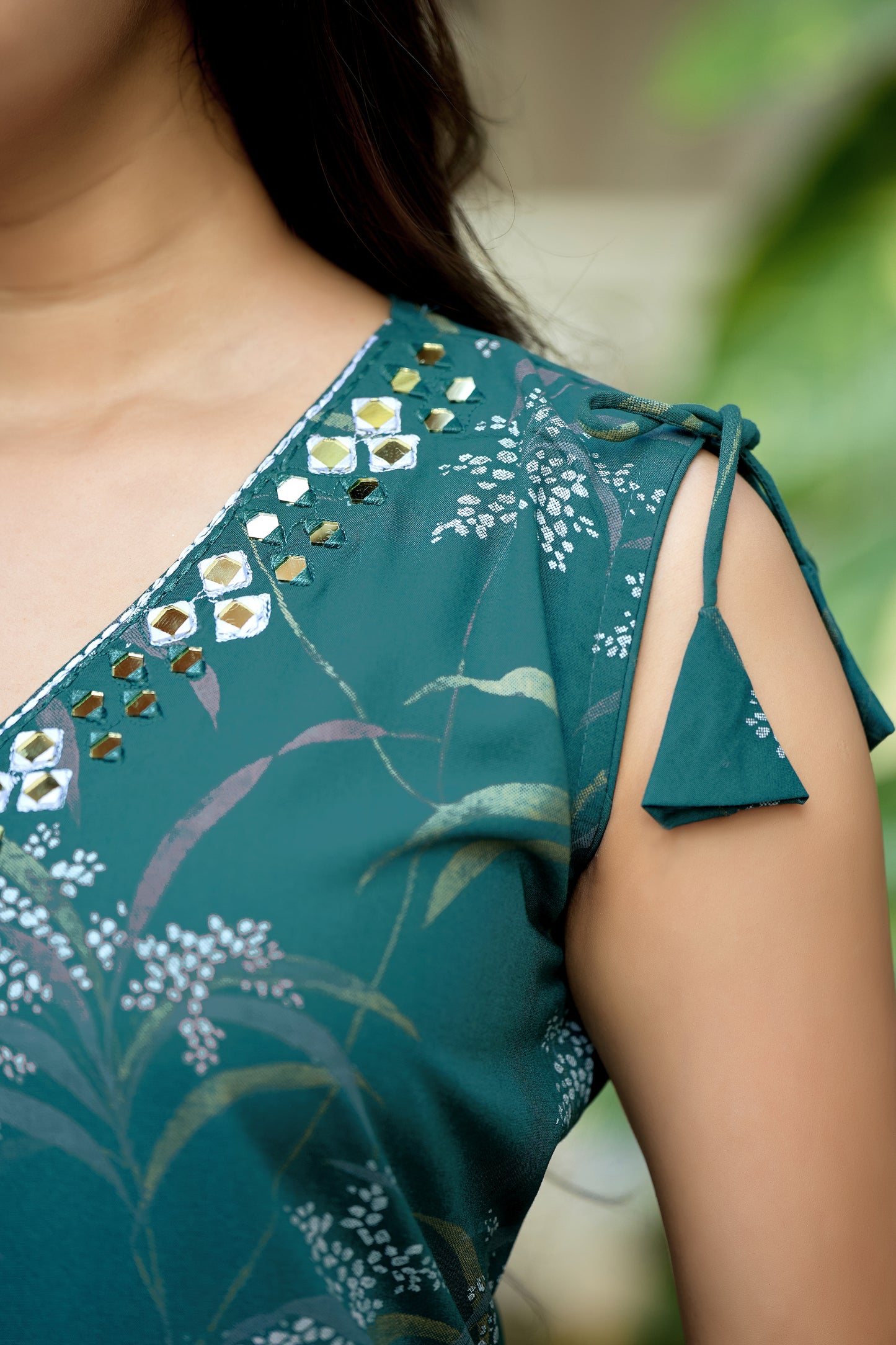 Vaynika Green Botanical Print Co-ord Set