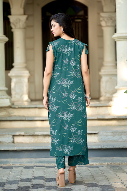 Vaynika Green Botanical Print Co-ord Set