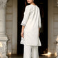 Vaynika White Subtle Thread Detailing 2PCS Set For Women