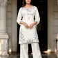 Vaynika White Subtle Thread Detailing 2PCS Set For Women