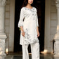 Vaynika White Subtle Thread Detailing 2PCS Set For Women