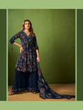 Vaynika Navy Blue Designer Floral Ethnic Suit