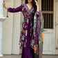 Vaynika Purple Floral Printed 3piece set