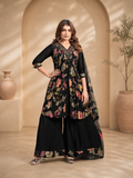 Vaynika Black Floral Printed 3piece set