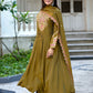 Vaynika Elegant Mustard Olive Green Embroidered 3-piece set for women
