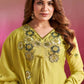Vaynika Lime Yellow Floral Embroidered 3-piece