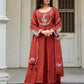 Vaynika Red Thread Work Embroidered 3-piece for women