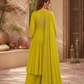 Vaynika Lime Yellow Thread Work Embroidered 3-piece for women