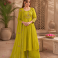 Vaynika Lime Yellow Thread Work Embroidered 3-piece for women