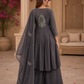 Vaynika Dark Grey Thread Work Embroidered 3-piece for women
