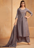 Vaynika Grey Floral Embroidered Designer Suit