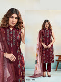 Vaynika Wine Maroon Tribal Printed Embroidered Kurti Pant Dupatta Set