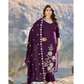 Vaynika Purple Threadwork Floral Print 3piece
