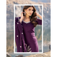 Vaynika Purple Threadwork Floral Print 3piece