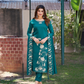 Vaynika Peacock Blue Botanical Embroidery 3 piece Set