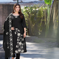 Vaynika Black Botanical Embroidery 3 piece Set