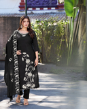 Vaynika Black Botanical Embroidery 3 piece Set