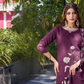 Vaynika Wine Floral Printed 3 piece Set
