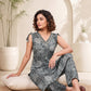 Vaynika Ash Grey Floral Printed Co-ord Set For Women