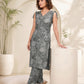 Vaynika Ash Grey Floral Printed Co-ord Set For Women