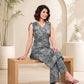 Vaynika Ash Grey Floral Printed Co-ord Set For Women
