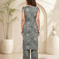 Vaynika Ash Grey Floral Printed Co-ord Set For Women